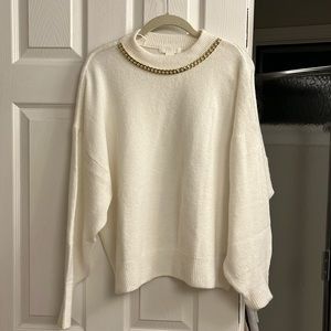 H&M Cream Sweater with Gold detailed chain